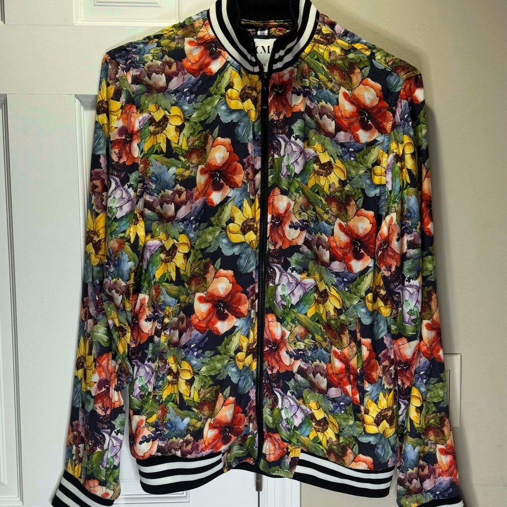 Cactus Man Unisex Floral And Stripes Bomber Jacket‎ Size Medium